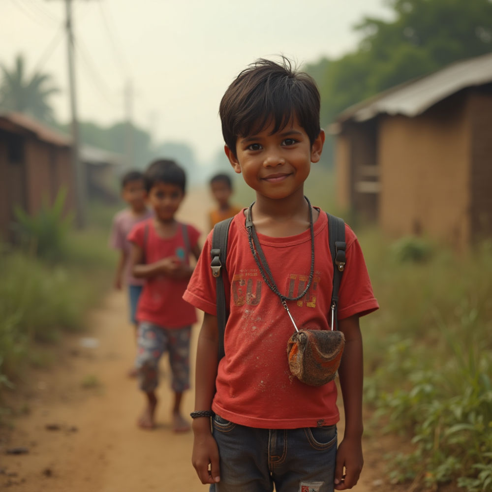 A child smiling in a Bangladesh village