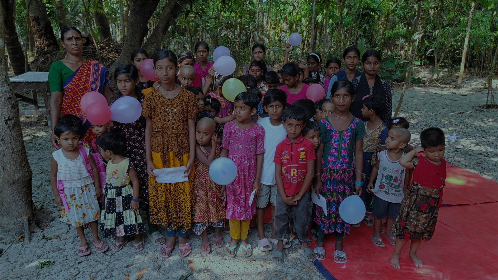 Children gathered for a celebration